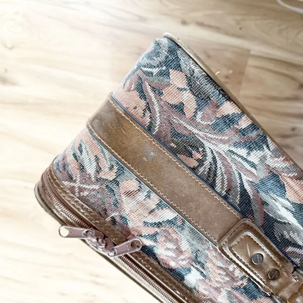 GIVENCHY | Vintage Large Rolling Carpet Luggage Floral Feather Foliage Tapestry